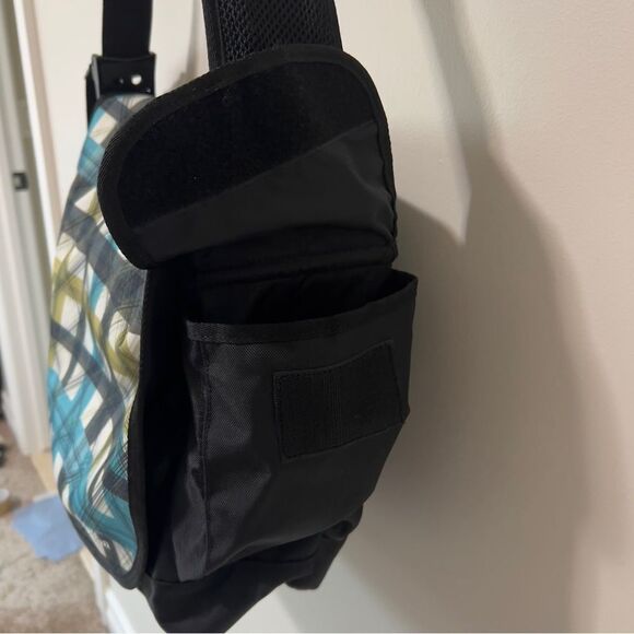 L.L. Bean Laptop Messenger Crossbody Shoulder Flap Black Turquoise Weekender Bag - Picture 5 of 13